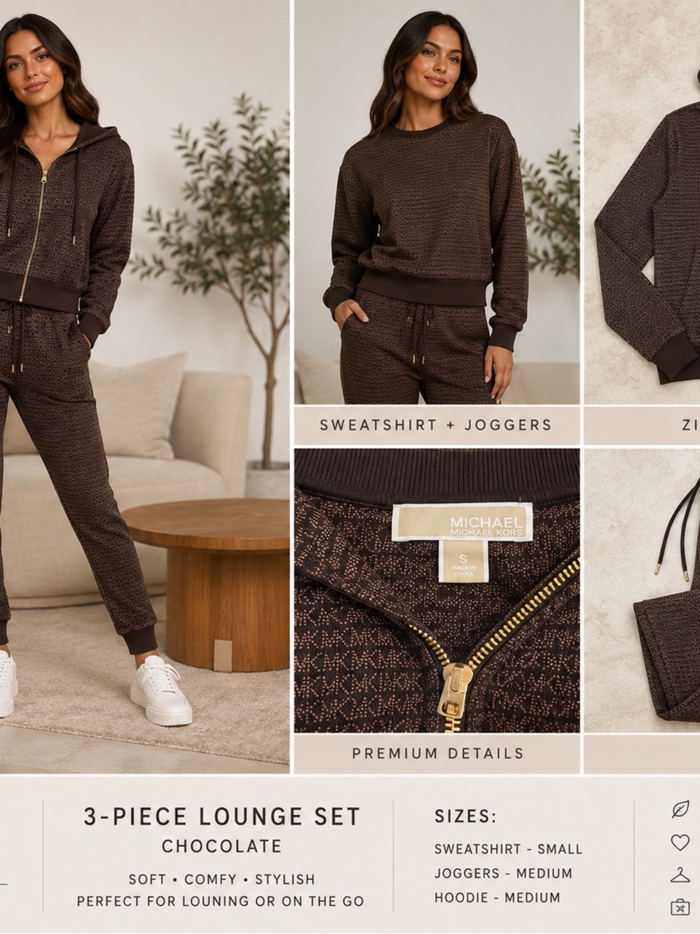 MICHAEL Michael Kors Chocolate Knit Sweatshirt & Joggers Set